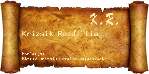 Krizsik Rozália névjegykártya